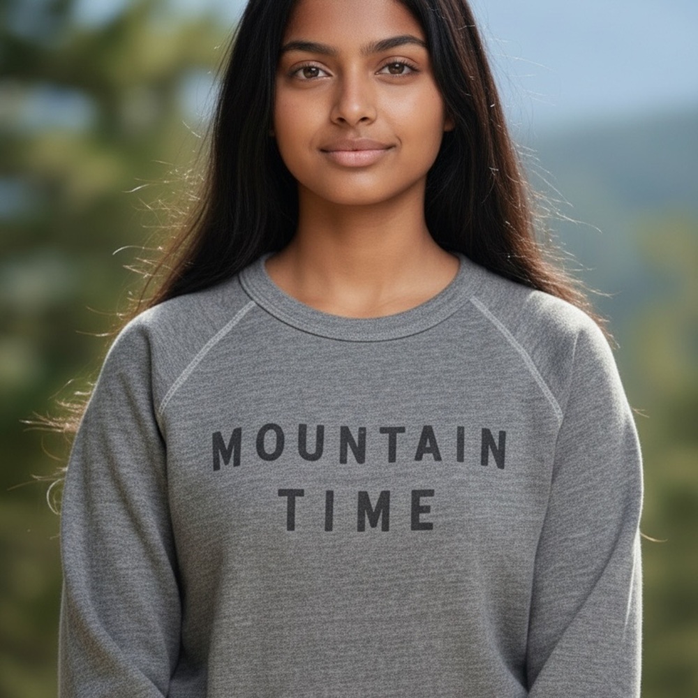 AUGUST INK - Eco-Fleece “Mountain Time”- Gray Sweatshirt Size S